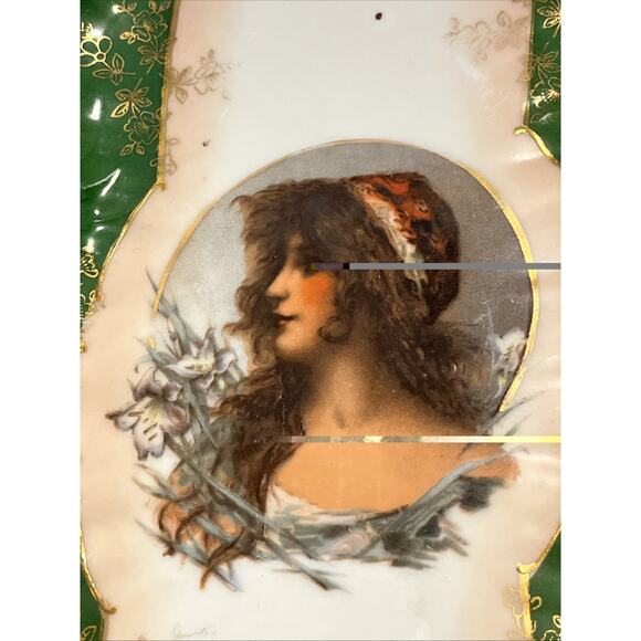 Antique Austria Art Nouveau Lady Portrait Tray - Picture 2 of 5